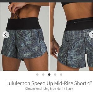Lululemon Speed Up Shorts 4”.